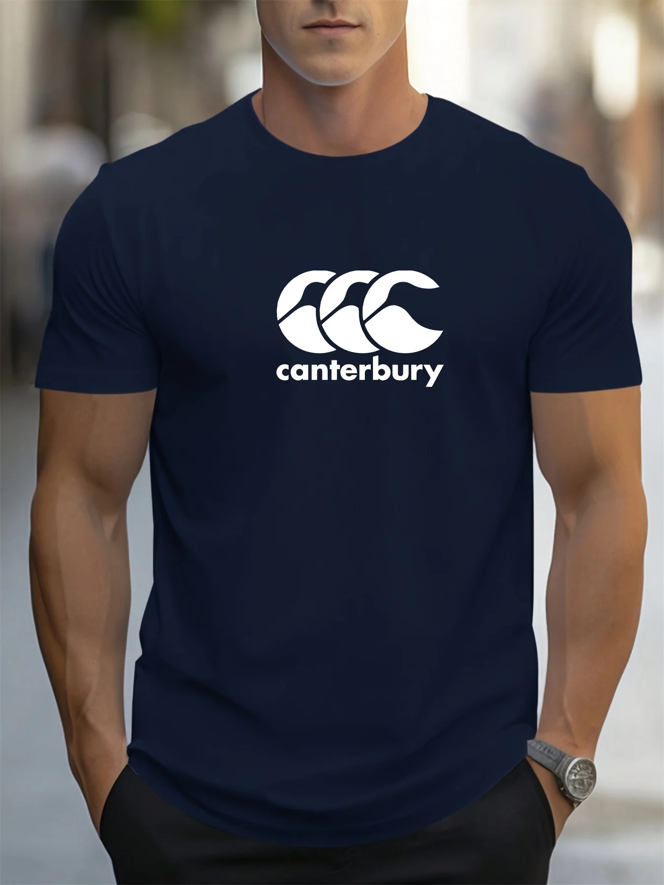 Men's Canterbury Graphic Tee - Casual Cotton Crew Neck T-Shirt for Summer, Breathable & Soft