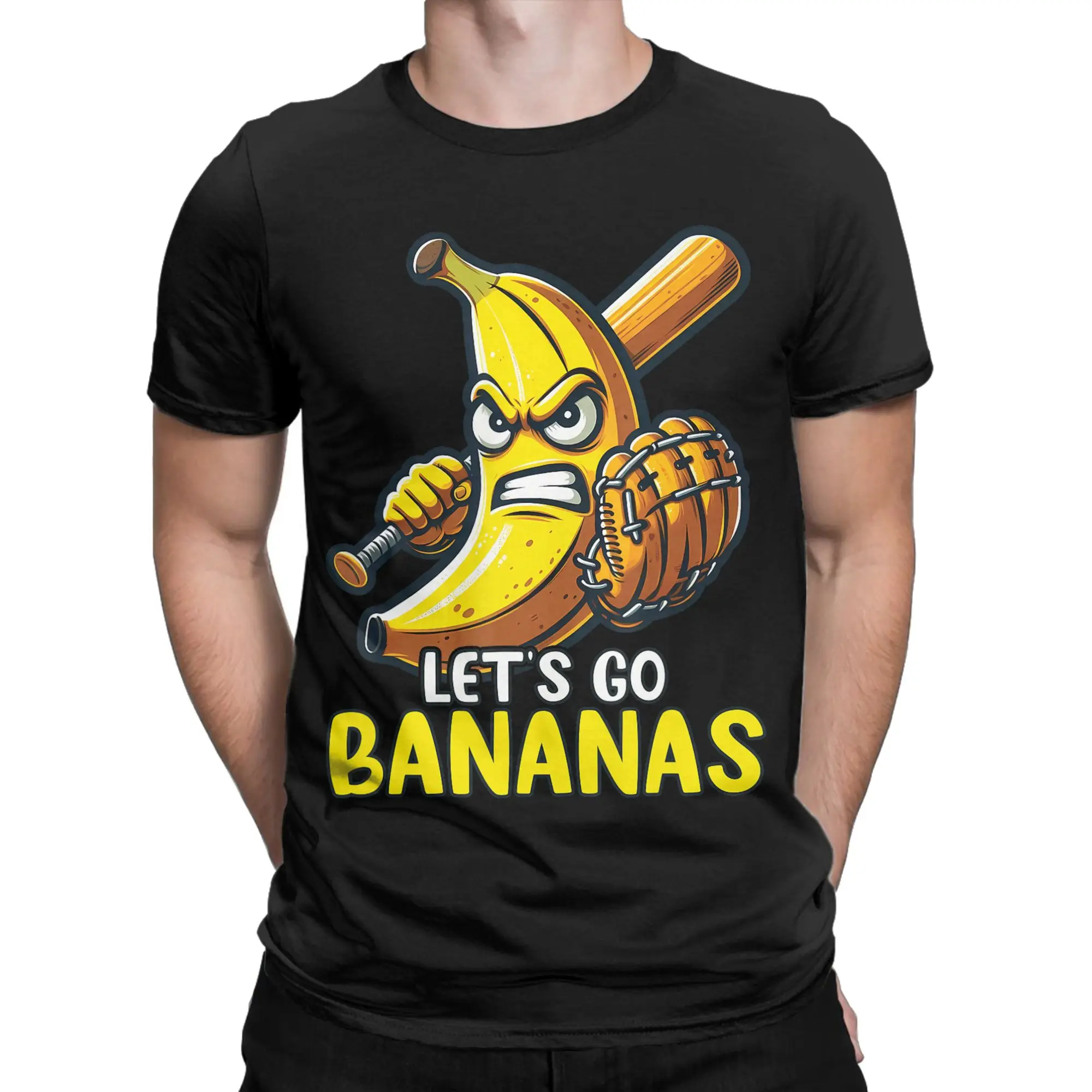 Let’s Go Bananas Men T Shirts  Novelty Tee Shirt Short Sleeve Round Neck T-Shirts Cotton Party Clothes