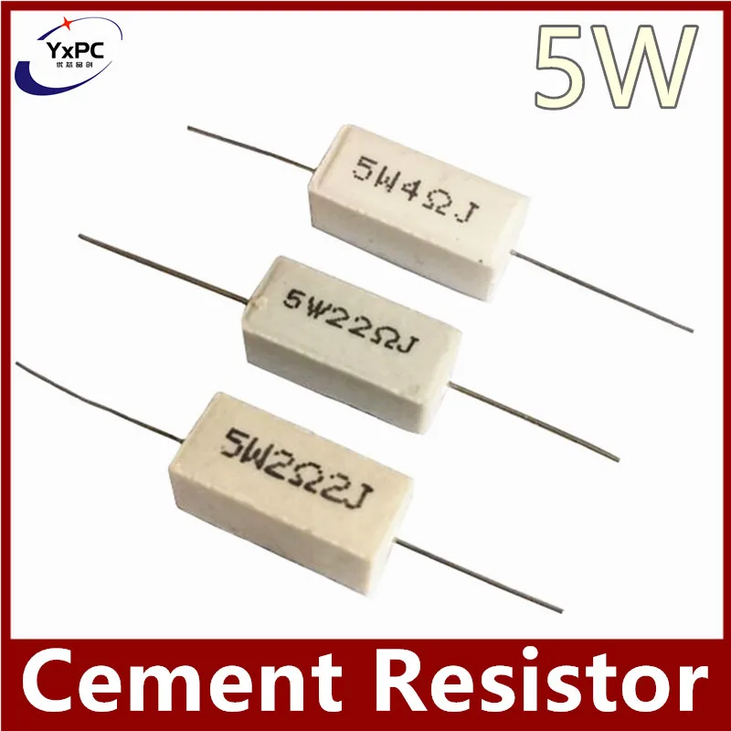 10pcs 5W 5% Cement Resistor 0.1 ~100K Power Resistance 0.1R 0.5R 1R 10R 100R 0.22 0.33 0.5 1 2 5 8 10 15 20 25 30 100 1K 10K ohm