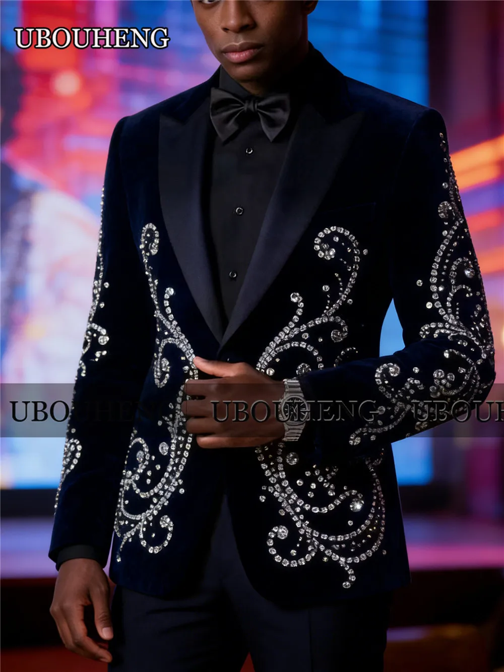 Twinkling Beaded Stones Suits Men For Wedding Single Breasted Jacket Trousers 2 Piece Groom Tuxedos Customized Man Chic Outfits