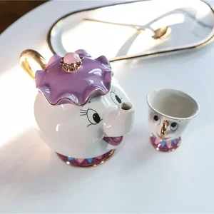 ديزني لطيف إبريق الشاي الكرتون الجمال والوحش أواني القهوة القدح السيدة بوتس رقاقة الشاي كوب الأواني مجموعة واحدة الشاي Droshipping الجدول GIF أفضل 6 غلاية وكوب مبيعا جميلة الوحش - رقم 6