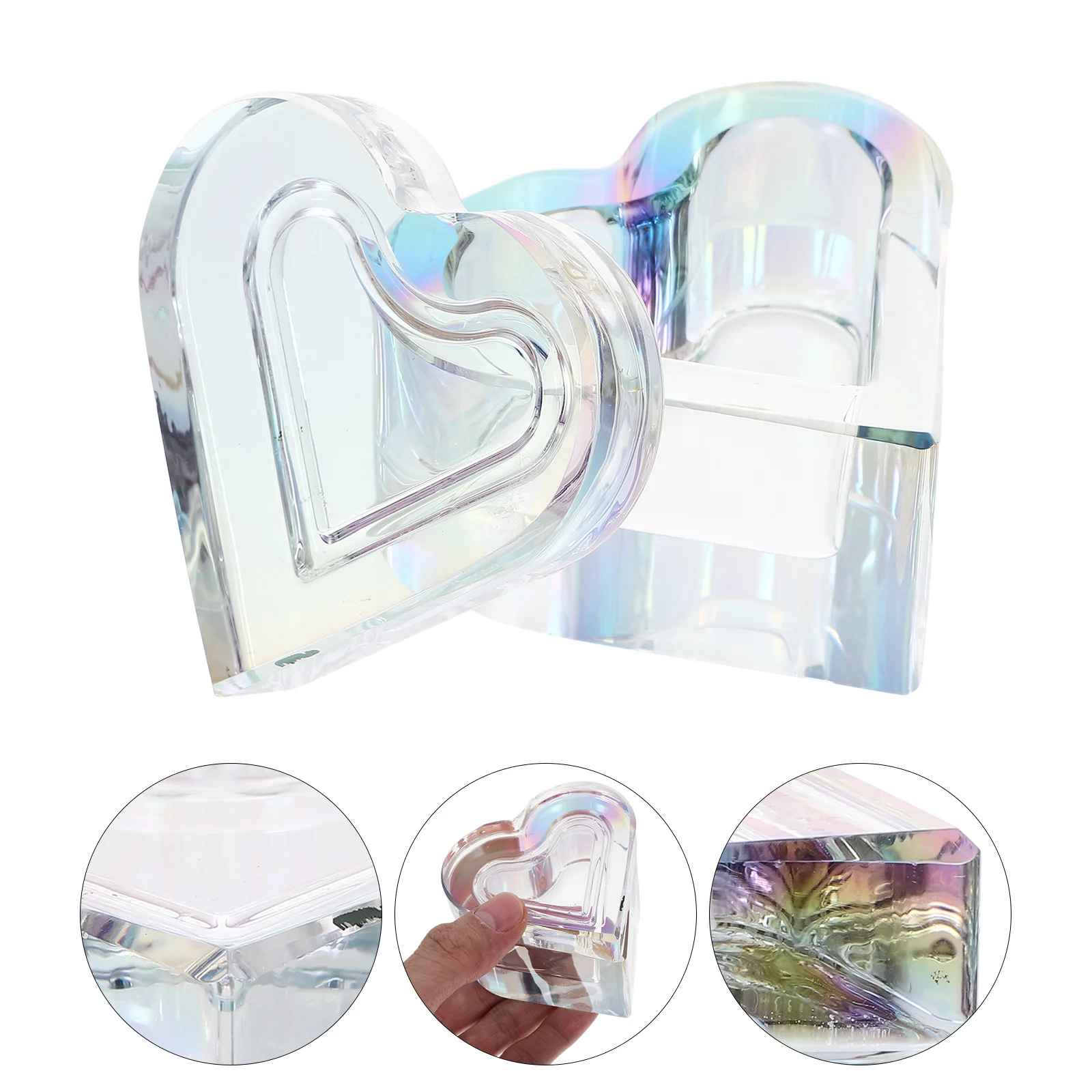 

Nail Liquid Holder Crystal Glass Cup Manicure Nail Dish Heart Nail Cup with Lid