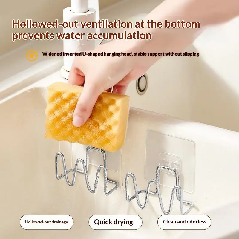 Stainless Steel Sink Drain Organizer Shelf Sponge Hanging Storage Rack Home Storage Basket Kitchen Household Supplies
