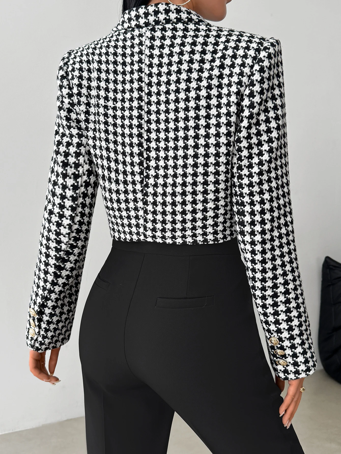 معطف من الصوف السميك المنقوش من القماش القطني للمكتب والتاريخ اليومي وموسم الخريف والشتاء ملابس خارجية غير رسمية أنيقة للأعمال