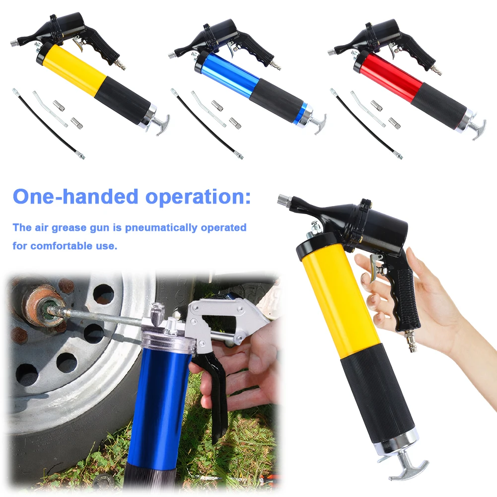 

400CC Pneumatic Grease Gun 6000PSI Heavy Duty Air Compressor Grease Gun 2 Coupler Pneumatic Compressor Pump 1 Bent Metal Pipe