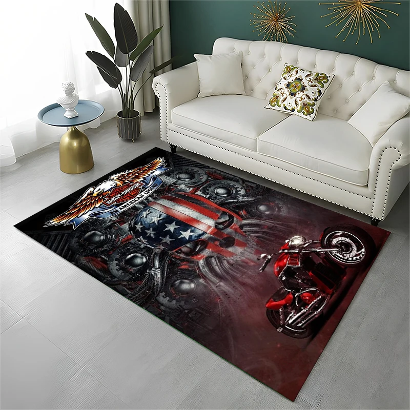 

Классический ковер H-Harleys Racing Moto для игровой комнаты, спальни, гостиной, дивана, домашнего декора, коврик для детской игровой зоны, нескользящий напольный коврик