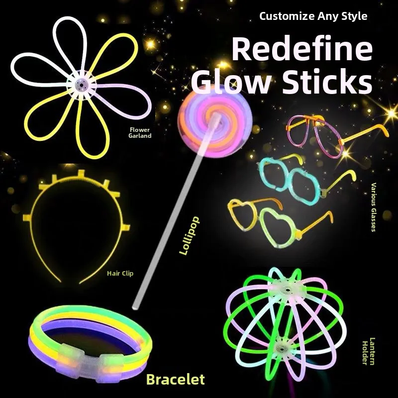 

Fluorescent Stick Glowing Close to Skin Accessories DIY Hair Clip Children's Multi-functional Bracelet Hairband Durable