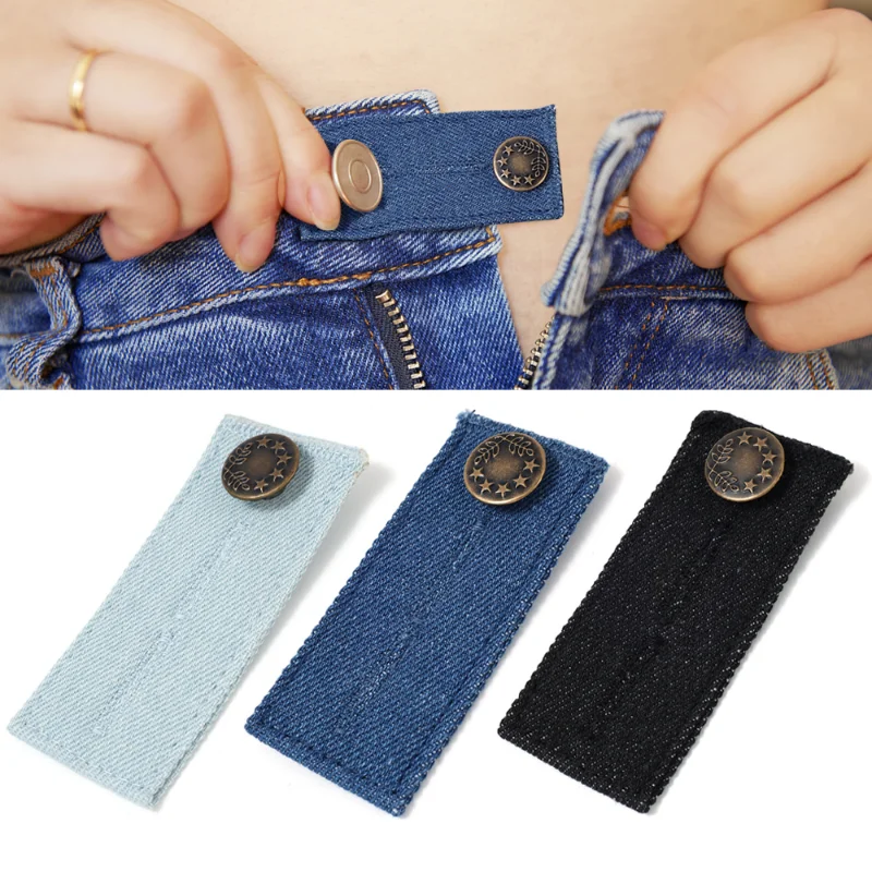 Denim Elastis Extender Elastis Tombol Diperpanjang Dapat Disesuaikan DIY Pakaian Denim Jeans Pengencang Pakaian Pinggang Ekstensi Snap