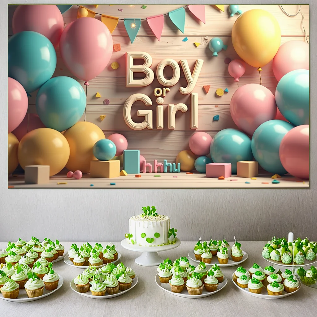 Gender Reveal Party Banner Baby Shower Decorations Photography Background Colorful Props Celebration Baby Welcome Ceremony