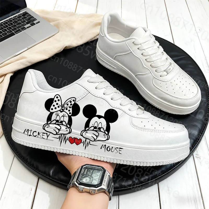 3D Printing popular Mickey Minnie Mouse White Adult shoes man woman breathable comfortable durable casual shoes