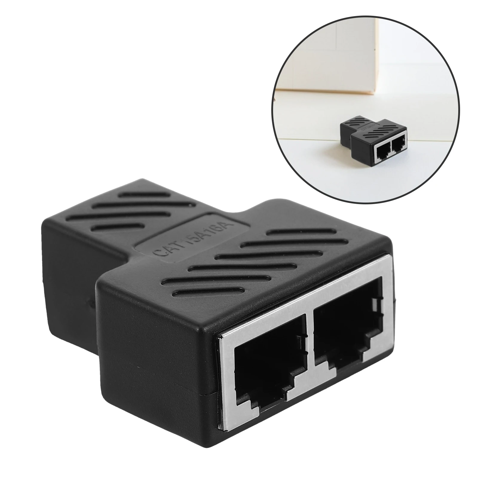 

1pcs Ethernet Adapter Network Cable Splitter Plug Play For Multiple Devices Space Saving Pvc Compact Two Port Internet
