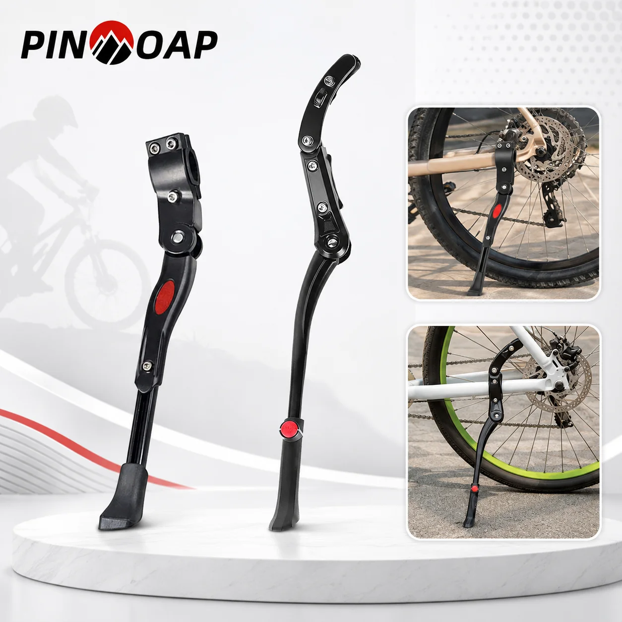 AliExpress pinmoap PINMOAP 1PC Bike Kickstand Adjustable Bicycle Side Stand Durable Aluminum Alloy Kick Stand For Mtb Road Mountain Bike Cycling
