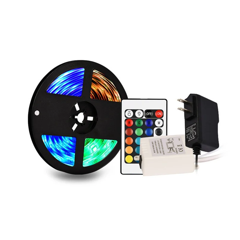 AC88-5050 Elastyczna taśma RGB 5M Wstążka Luces Oświetlenie Led DIY Zmieniający kolor pokój Deco Wtyczka amerykańska