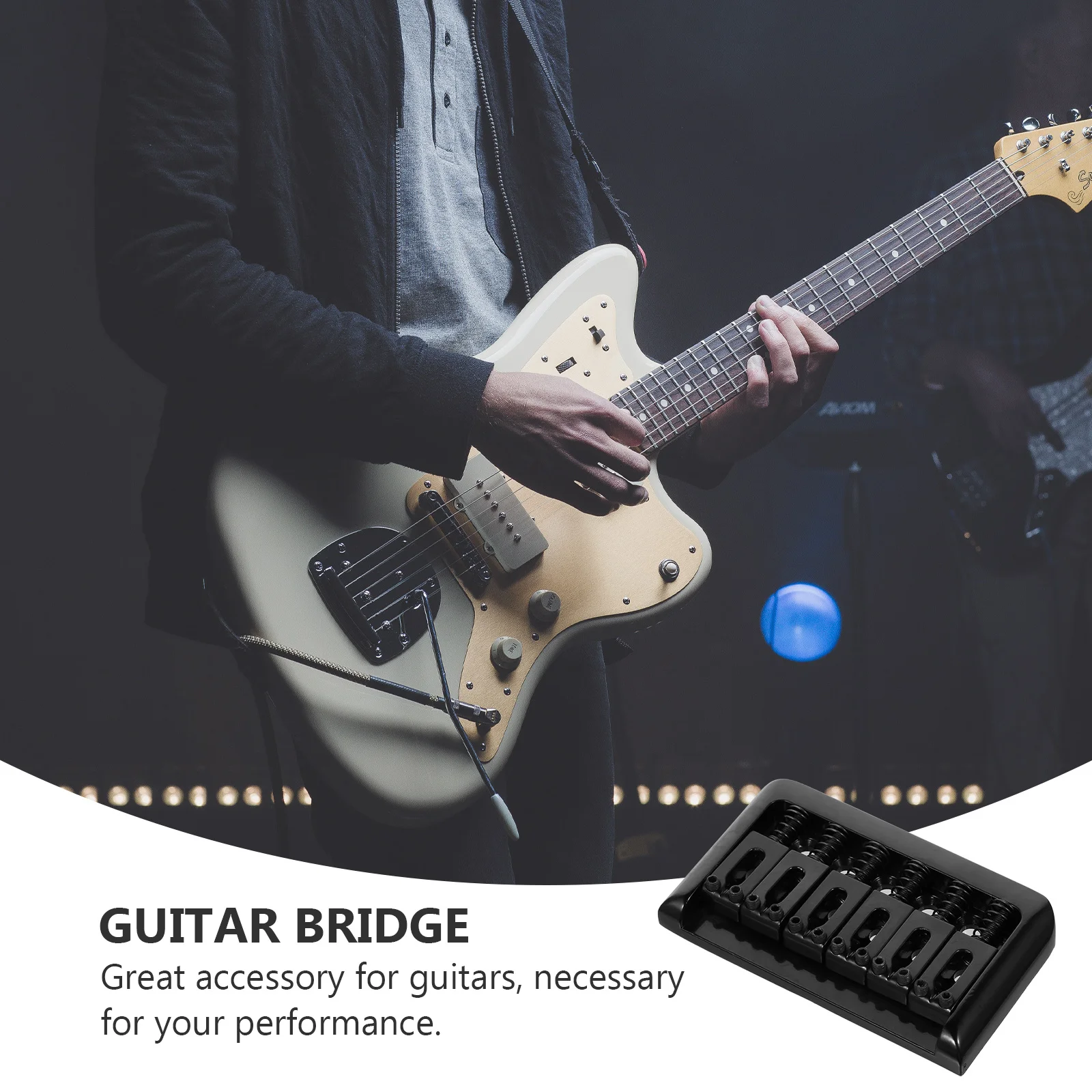 

1Set 6 String Guitar Fixed Bridge Hardtail Black Durable Practical Easy to Mount Professional Quality Upgrade Your Instrument