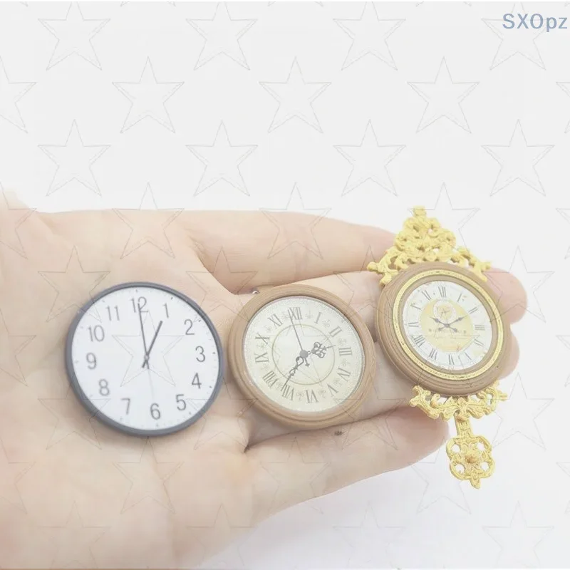 

1:12 Dollhouse Miniature Pretend Play Toy, 1Pcs Retro European Wall Clock for Doll House Home Furniture Decoration