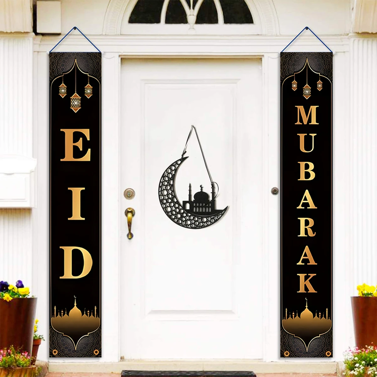 Eid Mubarak Door Banner Ramadan Decoration for Home Ramadan Kareem Flag Islamic Muslim EID AL Adha Party Decor Gifts