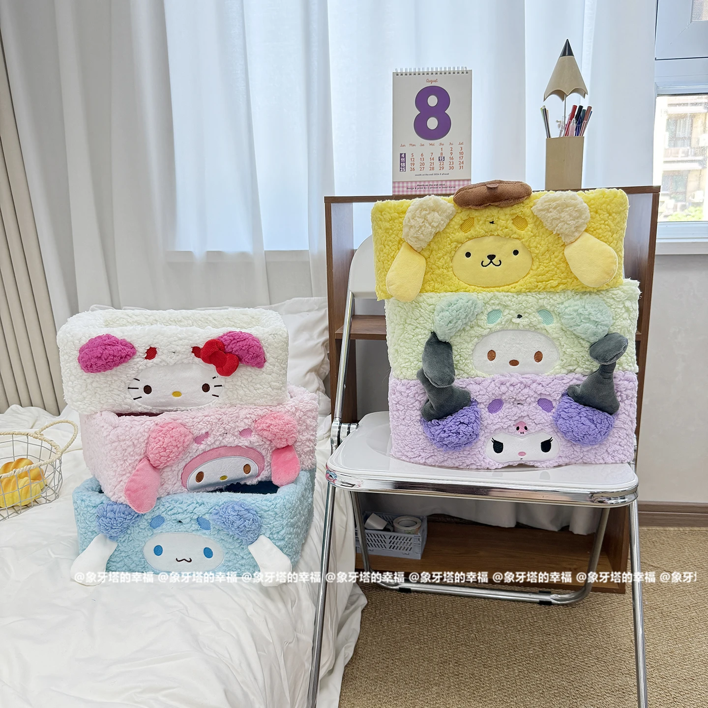 

Sanrio My Melody Pochacco Kuromi трансформируемый в настольный ящик для хранения с пандой, корзина для хранения разных продуктов для ухода за кожей, подарок