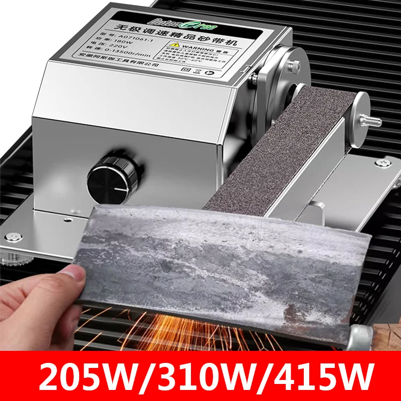 205W/310W/415W Industrial Grade Mini Electric Belt Sander DIY Polishing Grinding Machine Sharpening Machine Speed Regulation