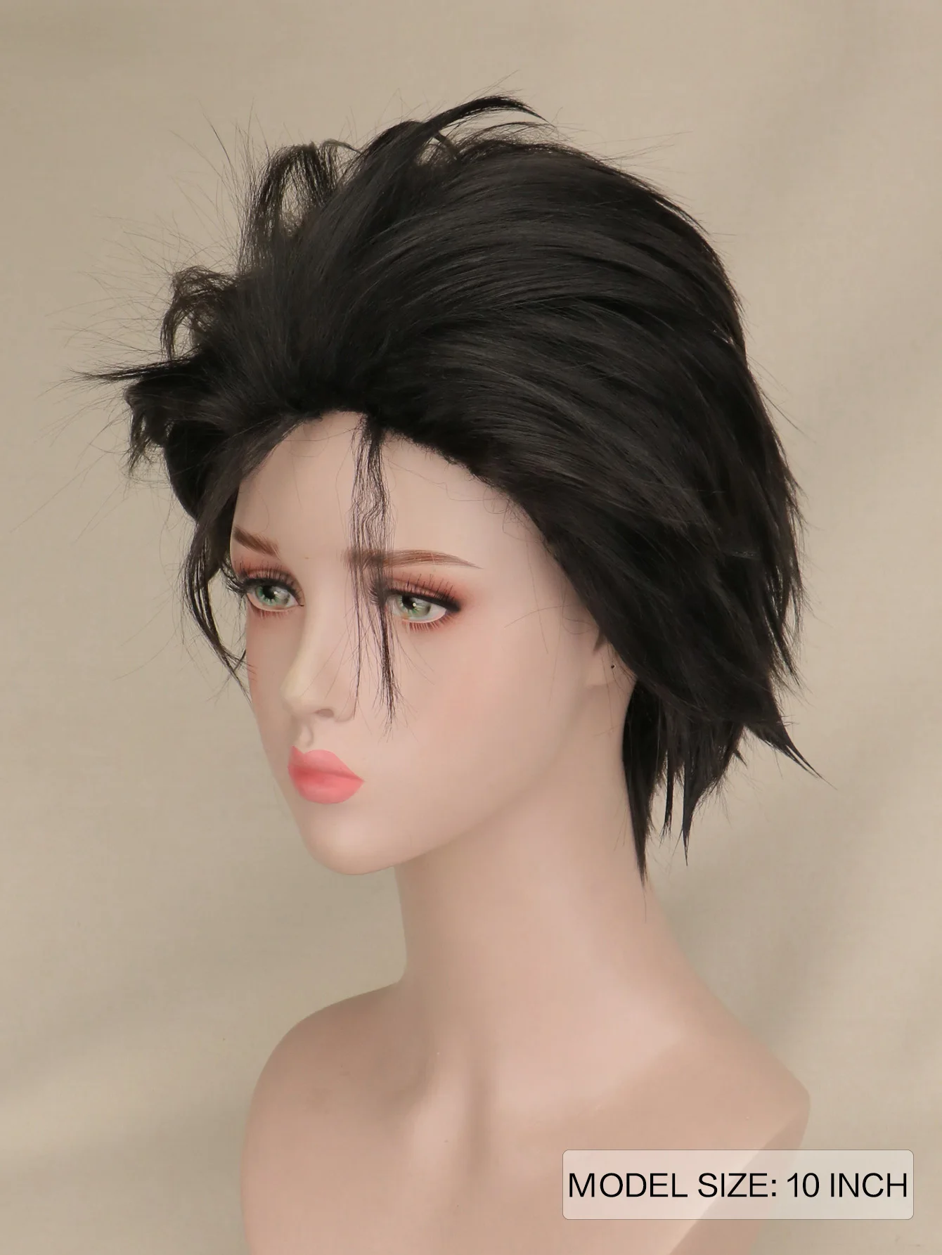 Anime Life in a Different World from Zero Cos Series Manga Peluca corta de cosplay negra Peluca de disfraz de Halloween con parte trasera peinado para hombres