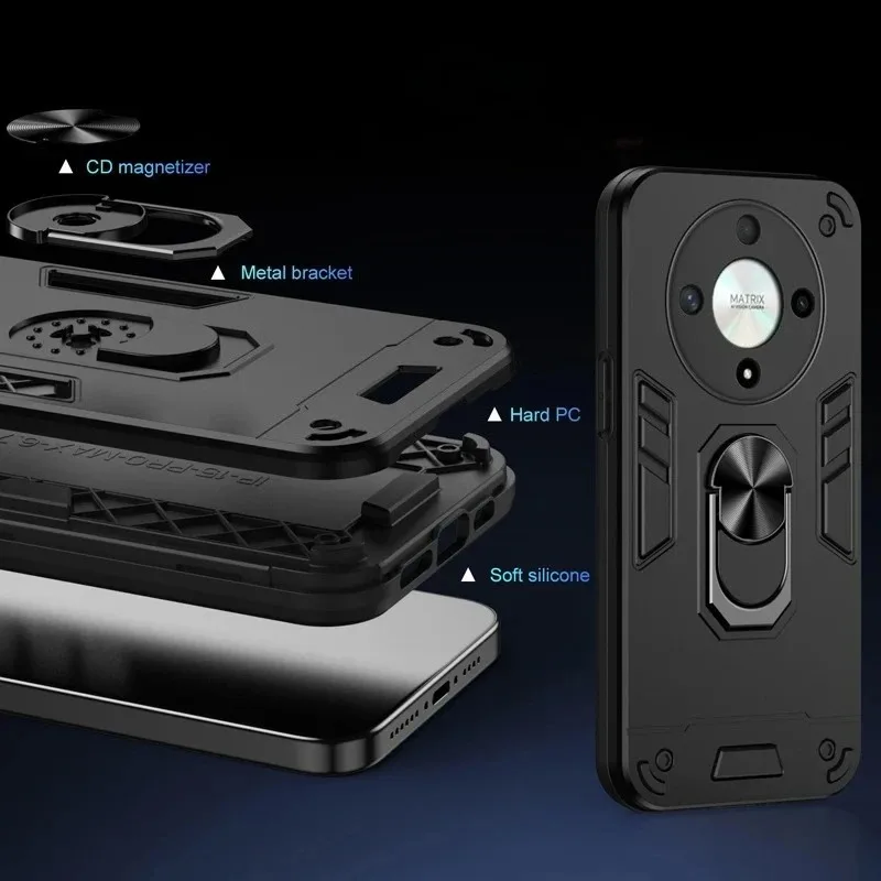 Military Grade Case for Honor Magic8 Lite Magic 8 Pro X9d 5G Protective Cover Shockproof Ring Stand Holder Fundas Coque view 6