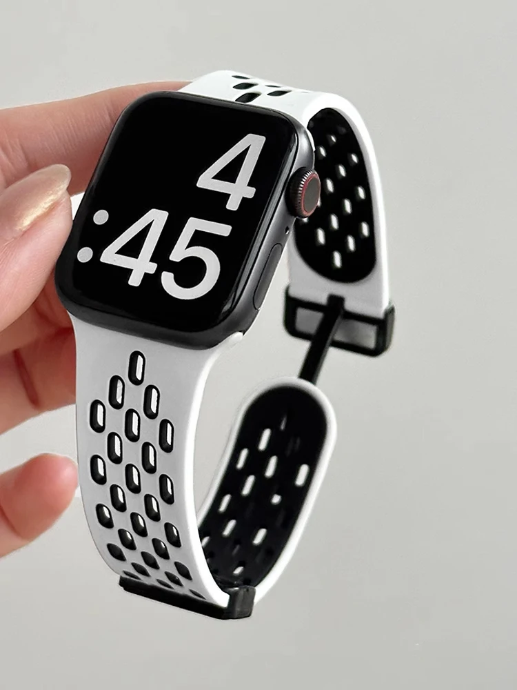 

Магнитный ремешок для Apple Watch Band 45 мм 44 мм 42 мм 40 мм 41 мм 49 мм Силиконовый браслет Correa iWatch Series 9 8 SE 7 6 5 4 2 Ultra