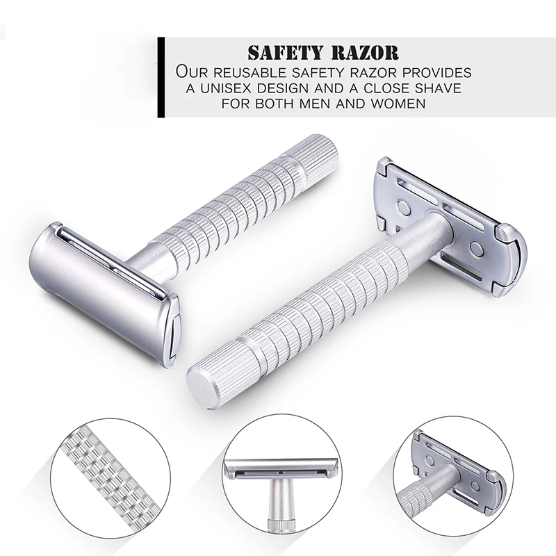 Safety double-sided razor blade for manual shaver, anti-scratch beard cutter, portable vintage men's shaving knife view 3