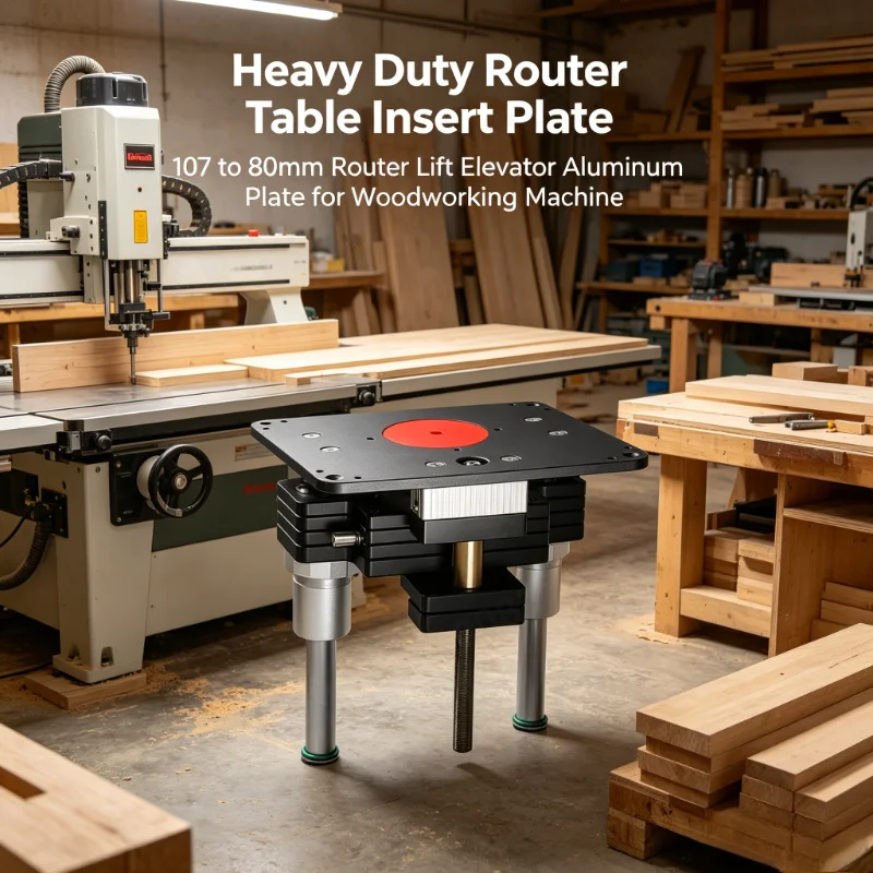 ABBP Heavy Duty Aluminum Router Table Insert Plate 107 to 80mm Router Lift Elevator Woodworking Machine Accessory