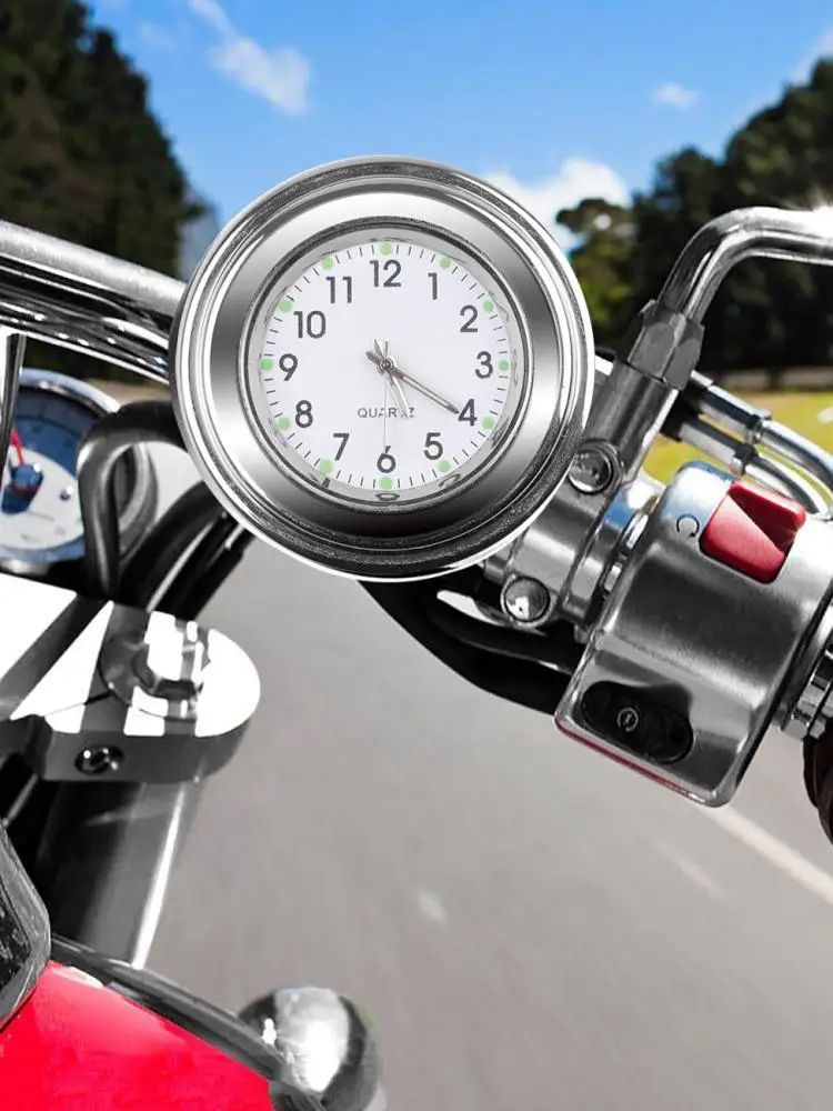 AliExpress ticify 22-25mm Motorcycle Clock Chrome Waterproof Bike Handlebar Mount Quartz Watch Aluminum Luminous Clock Universal Moto Accessories
