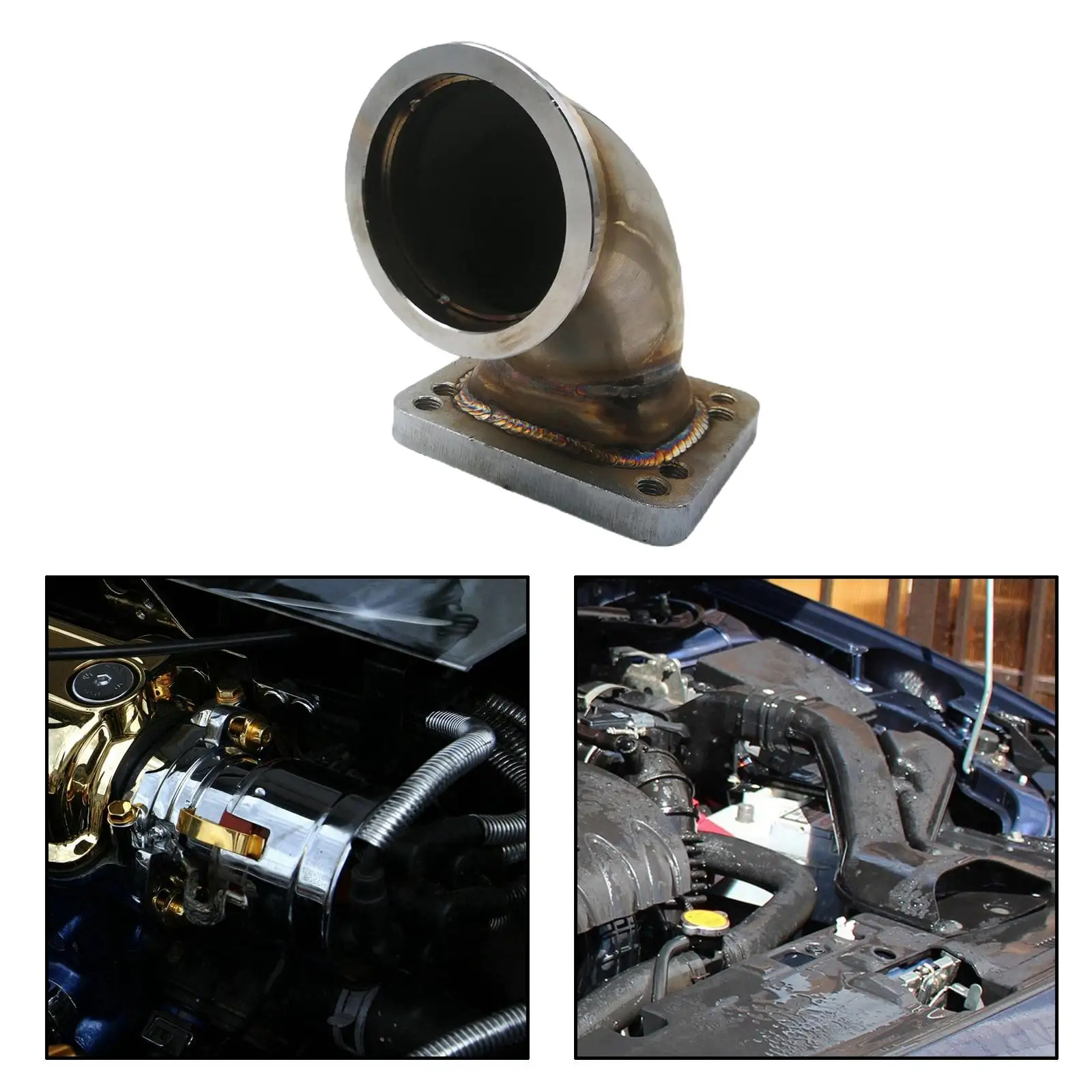 Kit de brida adaptador de codo de 90 grados con banda en V de 2,5" para vehículo práku T3 T4 Turbo