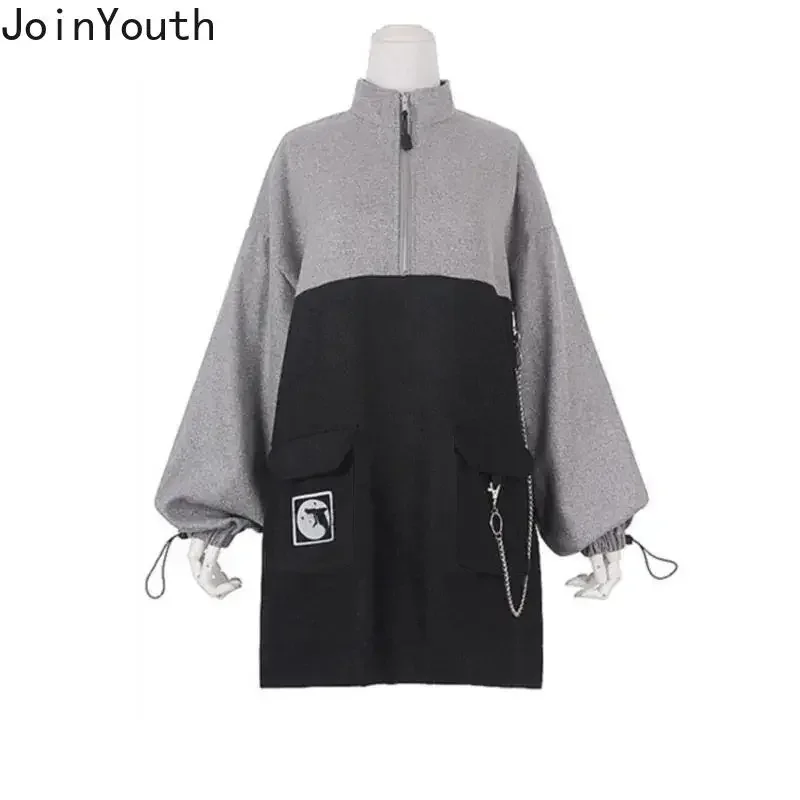 2023 Vestidos De Mujer Fashion Woman Dress Y2K Clothes Strap Belt Chain Loose Casual Sweatshirt Dresses Sets Korean Robe Femme