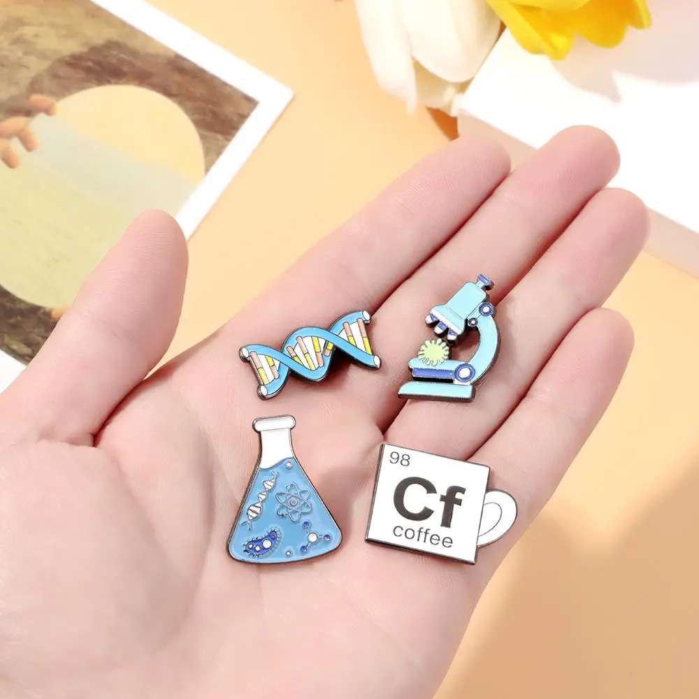 For Backpack Bag Chemical Molecular Microscope Enamel Pin Badges Brooches Science