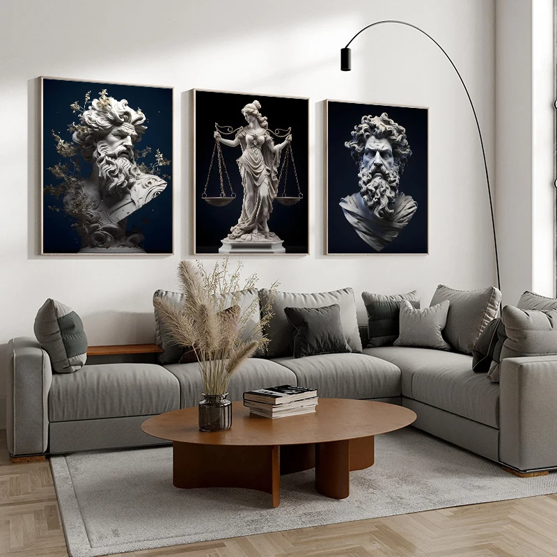 David Sculpture Lion Marcus Aurelius Sculpture Lady Justice Posters Canvas Painting Print Wall Art Aesthetic Home Decor Cuadros