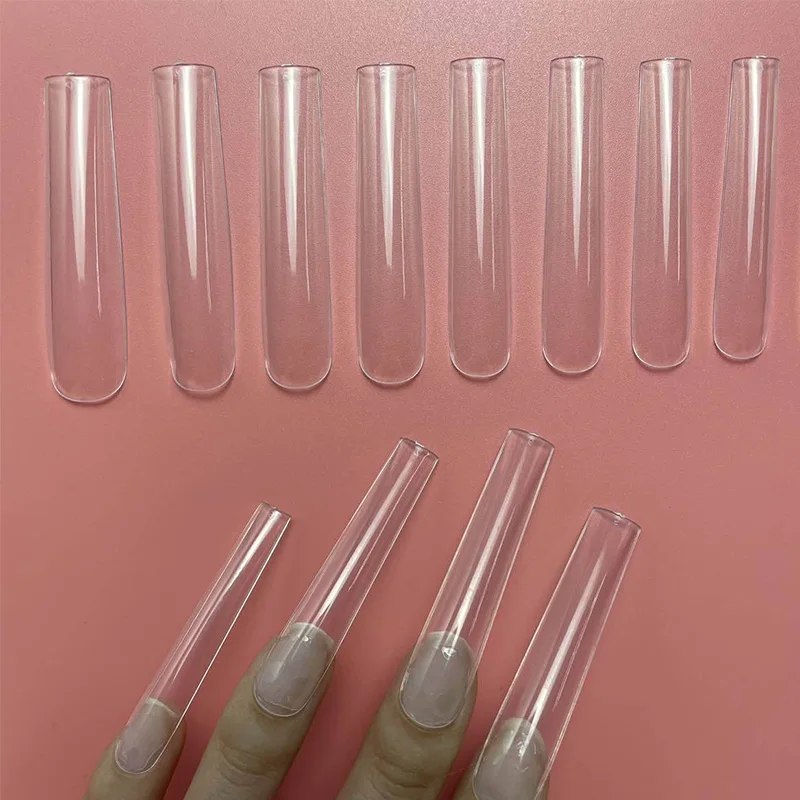 100pcs 3XL Extra Long Coffin Nail Tips Half Cover Clear/Natural Fake Nails Press On Acrylic Salon Supply False Nails