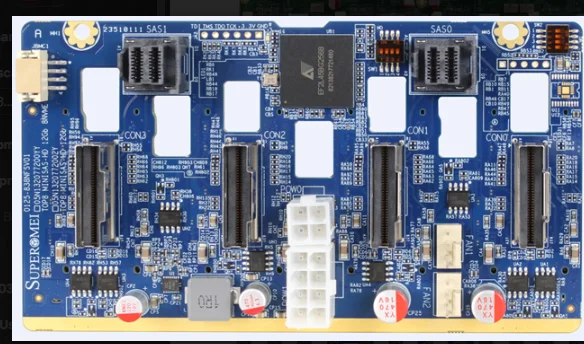 

8-bay 2.5 "backplane 8 NVMe/SAS/SATA with 4xSFF8654-8I and 2xSFF8643 for our 2U 25bays server case