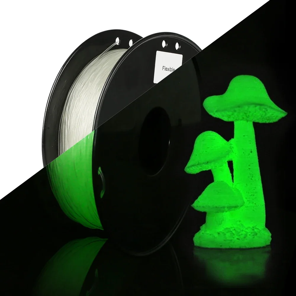 200G 250G Luminous TPU Filament 1.75mm Glow in The Dark Flexible Material 3D Printers Non-Toxic Odorless Soft Extruder Filaments