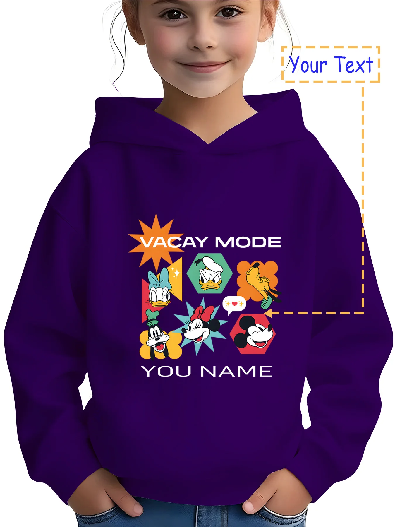 سترة MINISO Disney Vacation Mode - موضوع "VACAY MODE"، عناصر شخصية ملونة، يجب اقتناؤها للسفر العائلي وغير الرسمي