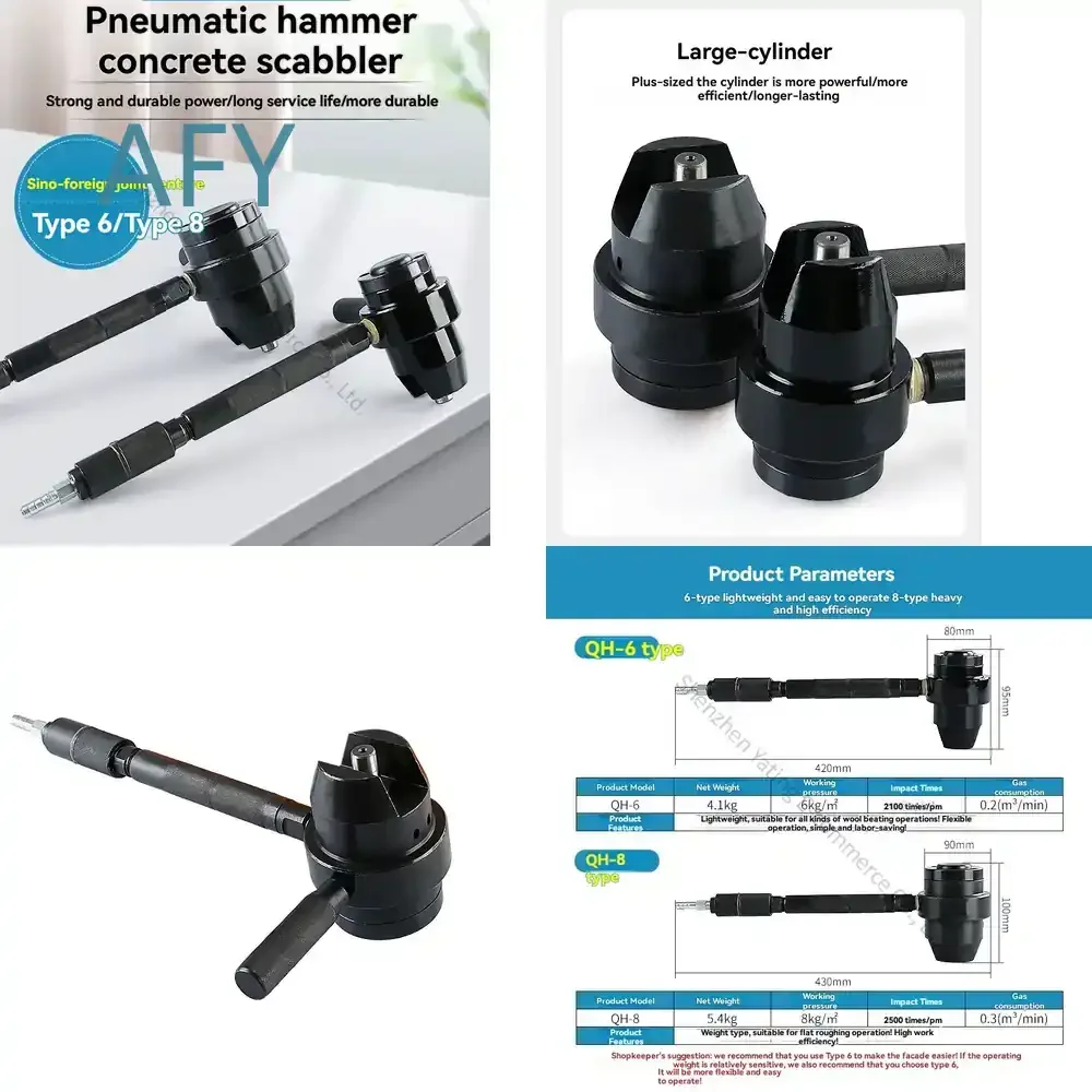 QH-6 Pneumatic Hammer for Impact Chiseling Machine for Concrete Wall Stone Demolition Handheld Air Hammer for Construction