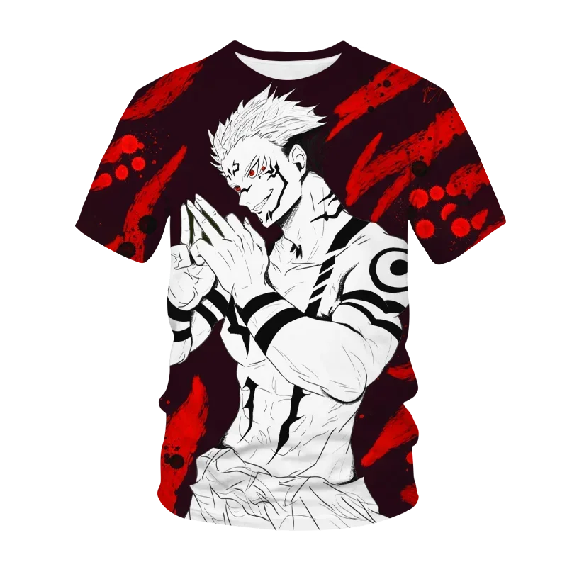 

2024 Popular Anime Blood Jujutsu Kaisen3D Printed Unisex T-shirt Large Size Loose Fashion Casual Cosplay Street Breathable Top