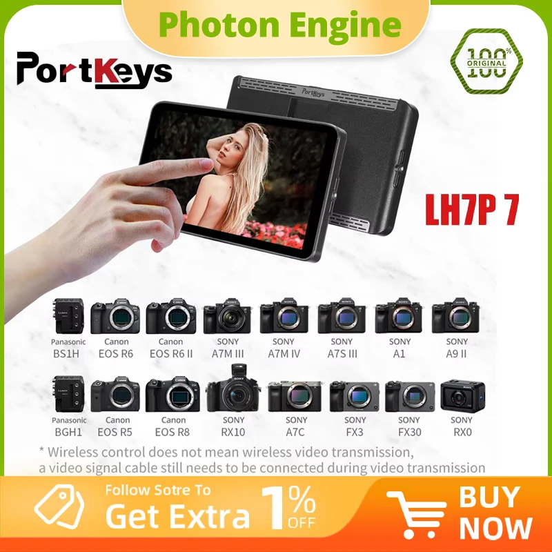 

Монитор Portkeys LH7P 7 дюймов, беспроводное управление камерой, 4K, для DSLR-камер, студийный монитор, 1000 нит, накамерный, с аудиоэкраном, для видео и фото