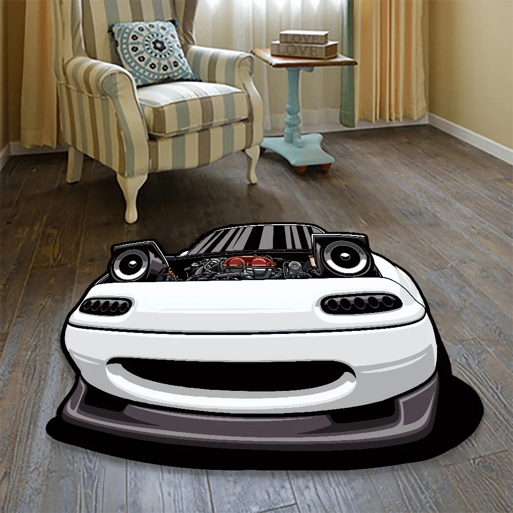 VIKAMA Creative Visual 3D Racing Car Model Carpet Home Decor, Living Room, Bedroom, Winter Warmth, Softness And Non-Slip Rug