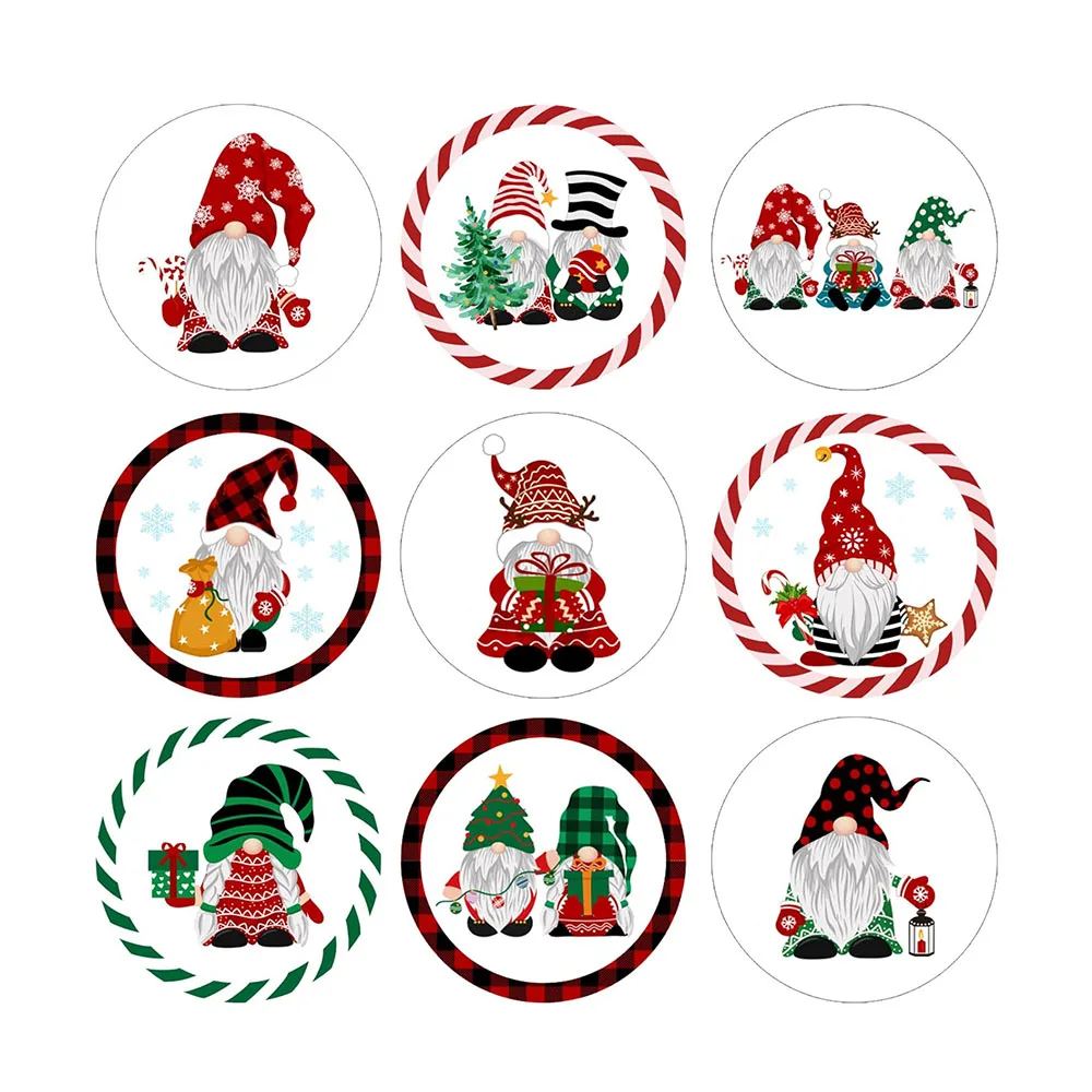 Dwarf Christmas envelope sticker, Merry Christmas sticker Christmas adhesive envelope seal sticker Circular Christmas label labe