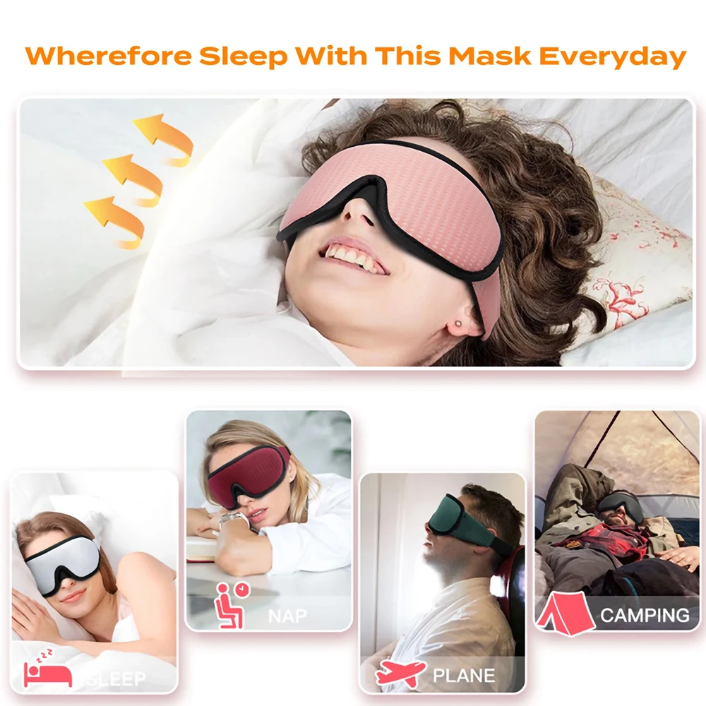 Maschera per dormire 3D 100% maschere per dormire Blockout per donna uomo, con cinturino regolabile Soft confortevole Travel Eyeshade Slaapmasker