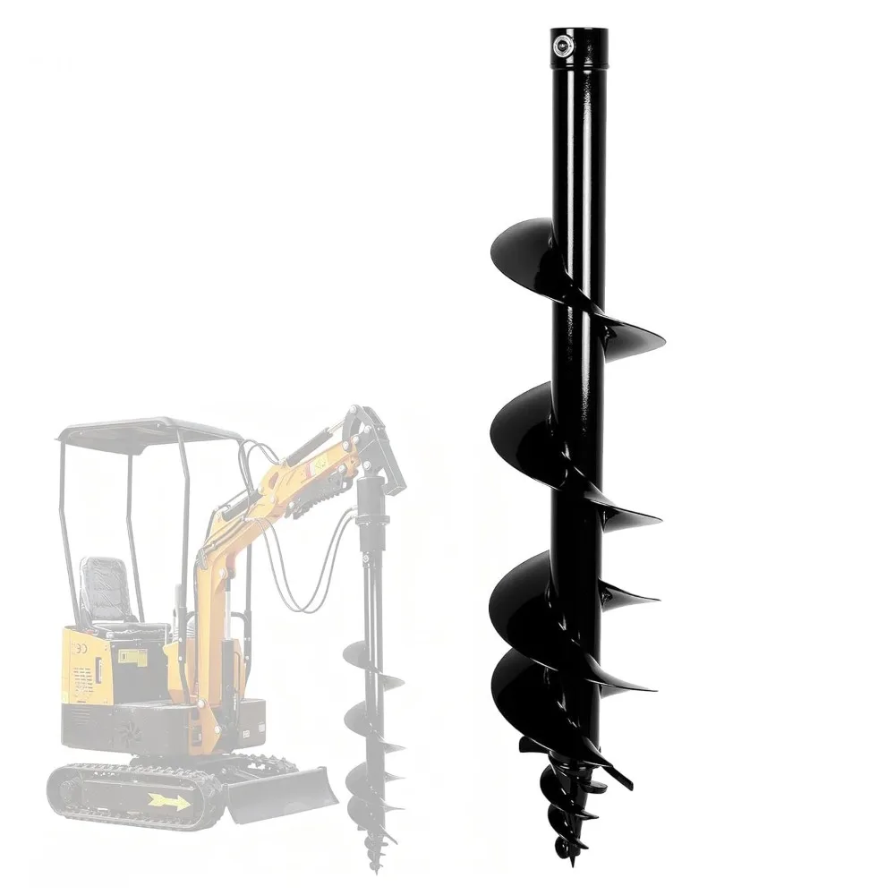 

8 Excavator Auger Drill, 34 in Alloy Steel Mini Excavator Auger Drill Attachment, Backhoe Augers for Mini 0.8 to 2 Tons