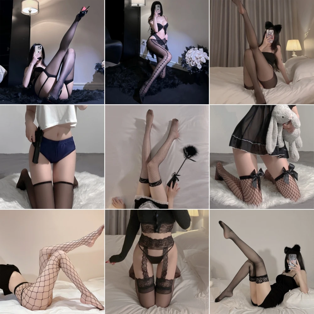 Czarna pokusa seksowne zrywalne jedwabne pończochy rajstopy przezroczyste kabaretki pończochy z siateczką odrywane pończochy erotyczne dla kobiet
