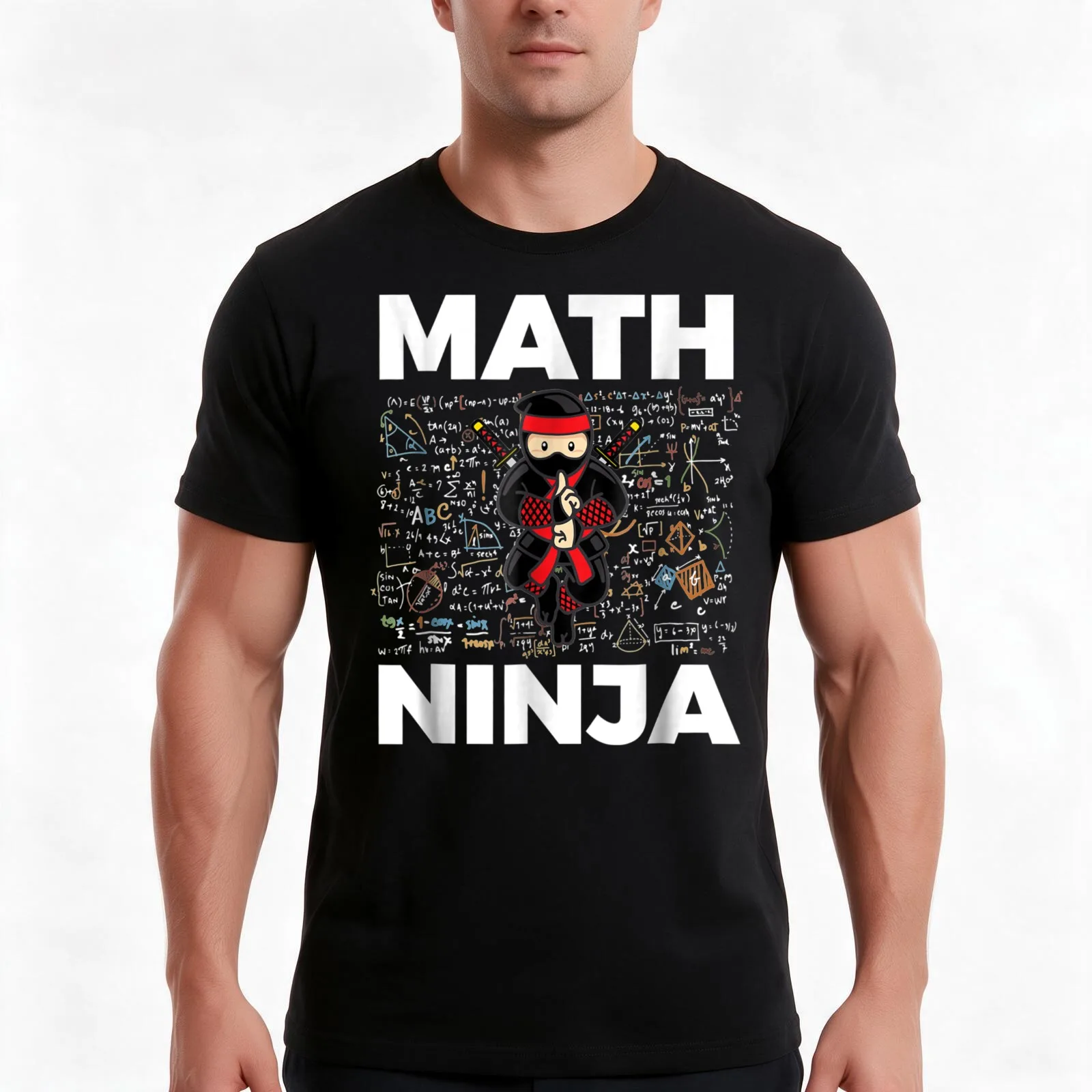 Funny Math Ninja For Mathematics Teacher Student T-Shirt, Summer Casual Cotton Tee, Oversized Streetwear Tops, Unisex Men Women