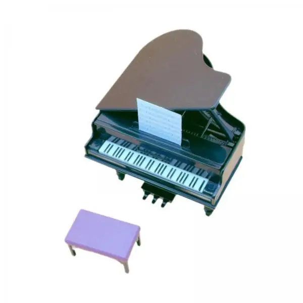 1 12 Dollhouse Furniture Piano Set Miniature Instrument with Stool Painted Black for House Decor