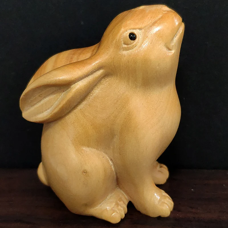 

Y8087 - 2 " Hand Carved Japanese Boxwood Netsuke Carving Figurine - Pretty Rabbit