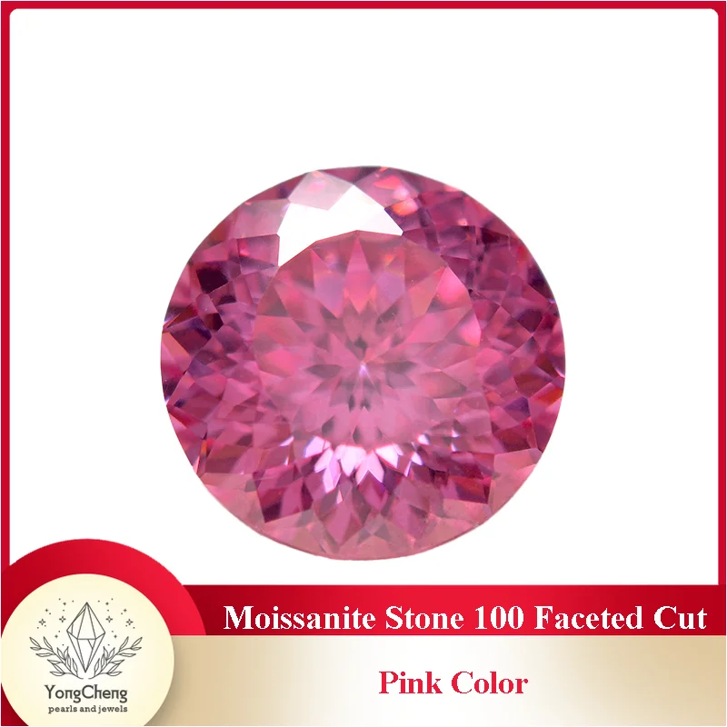 Moissanite Diamond Round Shape 100 Faceted Cut Pink Color Lab Grown Gemstone for Advanced Jewelry Making With GRA Certificate