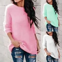 Solid Color Sweater Women Knitted Sweaters Casual Loose Knitwear Tops Pullover O Neck for Ladies S-5XL pull femme