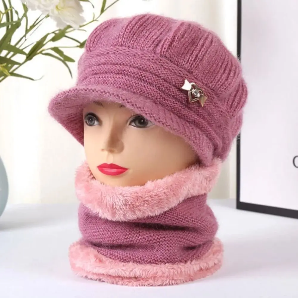 Windproof Winter Hat Beanies Ear Guard Peaked Cap Women's Knitted Hat Double Layers Protection Caps Pumpkin Beret Hat